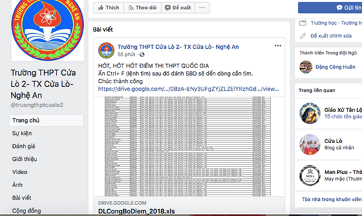 Dữ liệu điểm thi của Nghệ An bị lộ trên mạng xã hội trước ngày công bố kết quả thi.