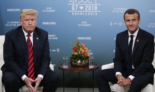 Tổng thống Mỹ Donald Trump và Tổng thống Pháp Emmanuel Macron. Ảnh: MM. 