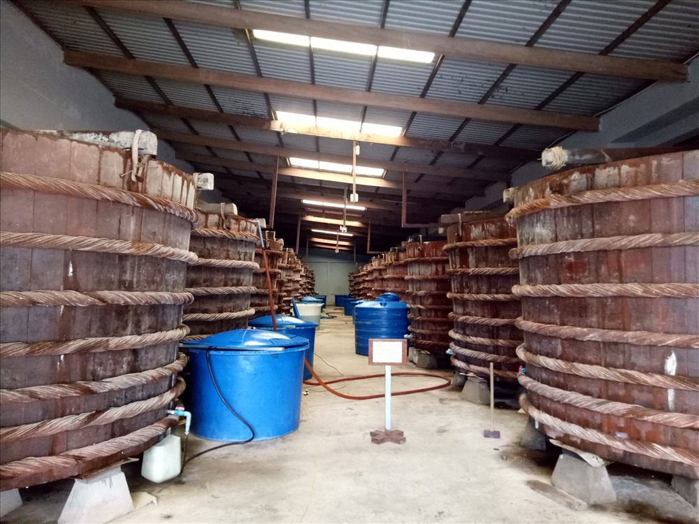 Bên trong một cơ sở chế biến nước mắm truyền thống ở Phú Quốc. ảnh: Bảo Trung