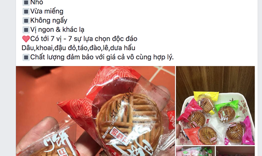 Lời quảng cáo rao bán bánh trung thu mini Trung Quốc trên Facebook. 