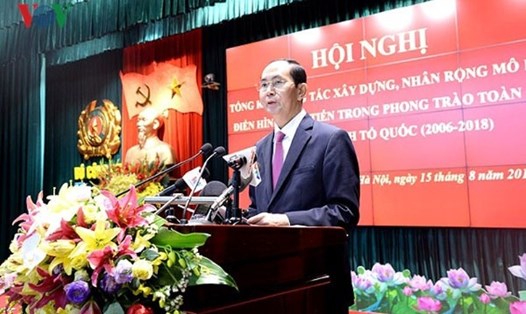 Chủ tịch Nước Trần Đại Quang phát biểu tại hội nghị. 