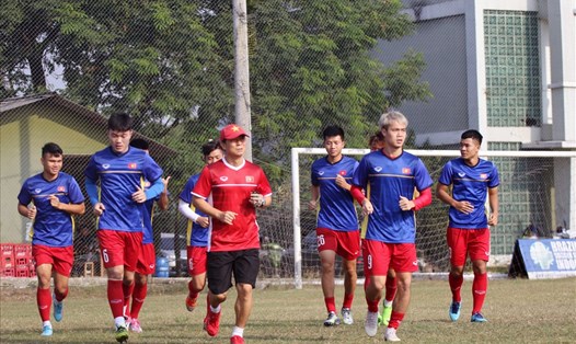 U23 Việt Nam có được buổi tập trọn vẹn đầu tiên tại Indonesia. Ảnh: VFF