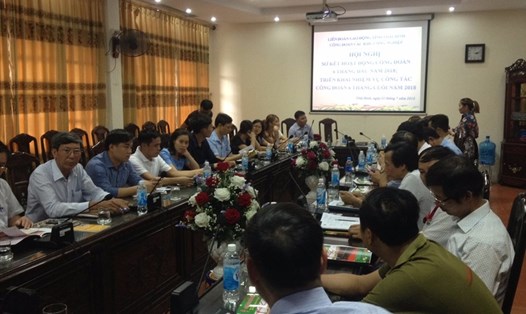 Các đại biểu tham dự sơ kết 6 tháng đầu năm của CĐ các KCN tỉnh Thái Bình.