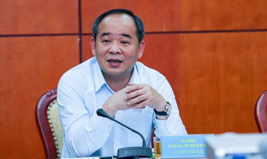 Thứ trưởng Lê Khánh Hải trong một hội nghị tại Tổng cục TDTT. Ảnh: GOV 