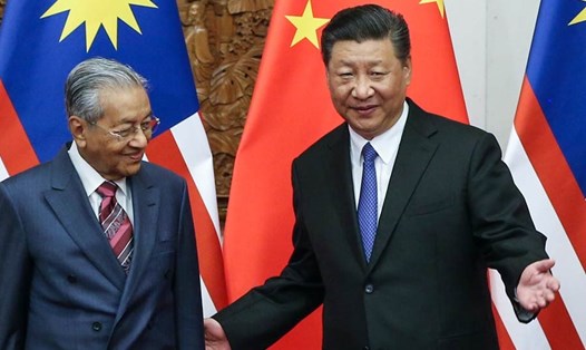 Chủ tịch Trung Quốc Tập Cận Bình tiếp Thủ tướng Malaysia Mahathir Mohammad ngày 20.8. Ảnh: China Daily