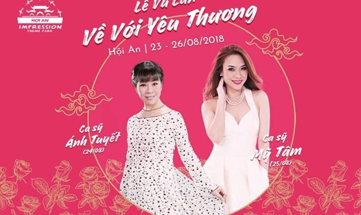 Ca sĩ Mỹ Tâm và Ánh Tuyết “hát tặng mẹ” trong ngày Vu Lan ở Công viên Văn hóa chủ đề "Ấn tượng Hội An".