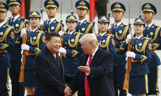 Chủ tịch Tập Cận Bình đón Tổng thống Donald Trump tại Bắc Kinh năm 2017. Ảnh: Reuters