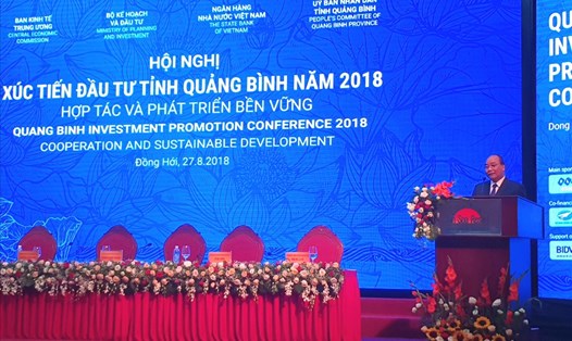 Thủ tướng Nguyễn Xuân Phúc phát biểu tại Hội nghị. Ảnh: Lê Phi Long