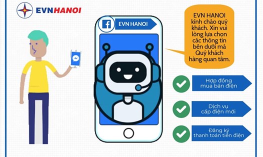 EVN HANOI tiếp tục nâng cấp phiên bản Chatbot (Chatbot 2) với nhiều tiện ích và tính năng mới, đảm bảo mang đến sự phục vụ tốt hơn cho khách hàng sử dụng điện. Ảnh: Thu Trang