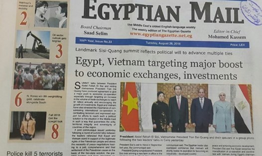 Bài viết trên tờ Egyptian Mail. Ảnh: TTXVN. 