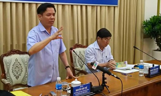 Bộ trưởng Bộ Giao thông vận tải Nguyễn Văn Thể phát biểu chỉ đạo.  Ảnh: M.Q