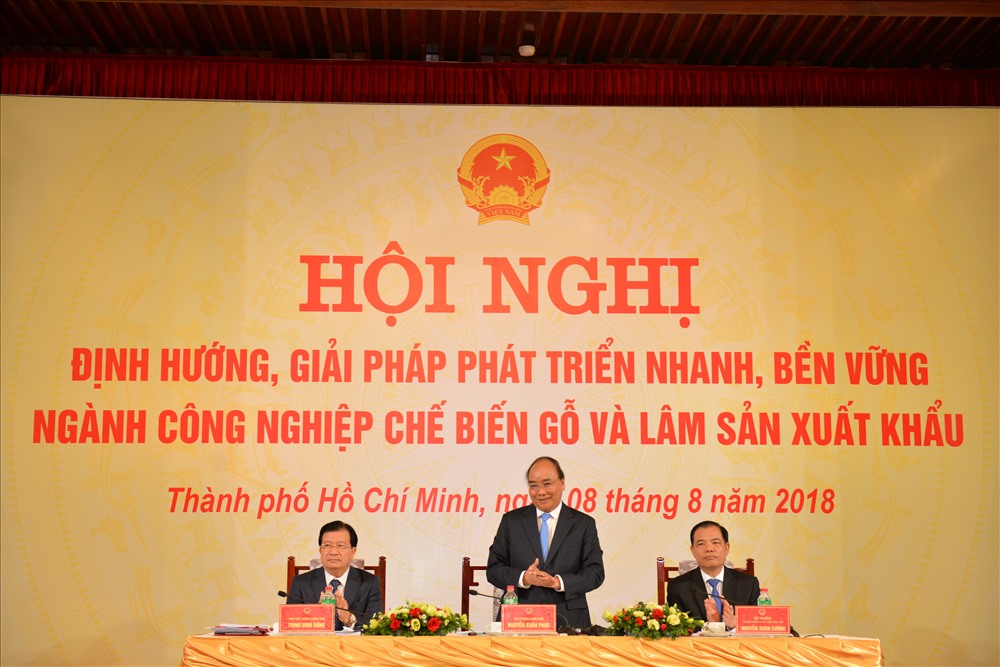 Hội nghị của Chính phủ về định hướng, giải pháp phát triển  ngành công nghiệp chế biến gỗ và lâm sản xuất khẩu tại TPHCM ngày 8.8.2018. Ảnh: Nguyễn Trung