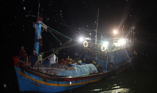 10 ngư dân trên tàu cá bị nạn đã được đưa về bờ an toàn. Ảnh: N.T