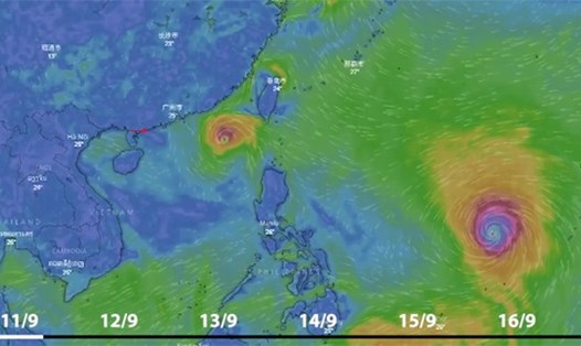 Đường đi của áp thấp nhiệt đới và siêu bão Mangkhut. (Ảnh:Zing)