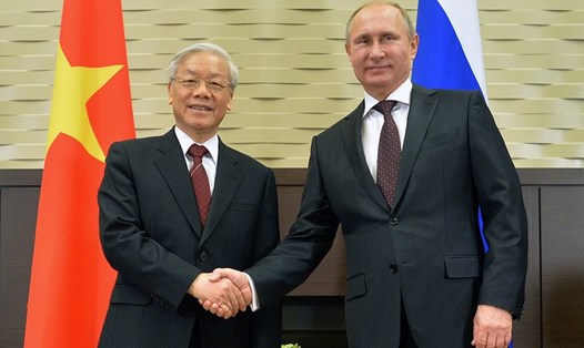 Tổng Bí thư Nguyễn Phú Trọng và Tổng thống Nga Vladimir Putin. Ảnh: RIA. 
