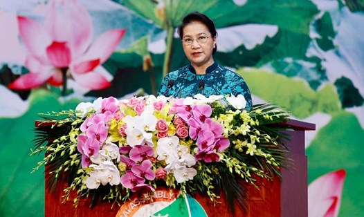 Chủ tịch Quốc hội Nguyễn Thị Kim Ngân phát biểu tại lễ khai mạc Đại hội Tổ chức các cơ quan kiểm toán tối cao Châu Á lần thứ 14 (ASOSAI 14) ngày 19.9. Ảnh: TTXVN