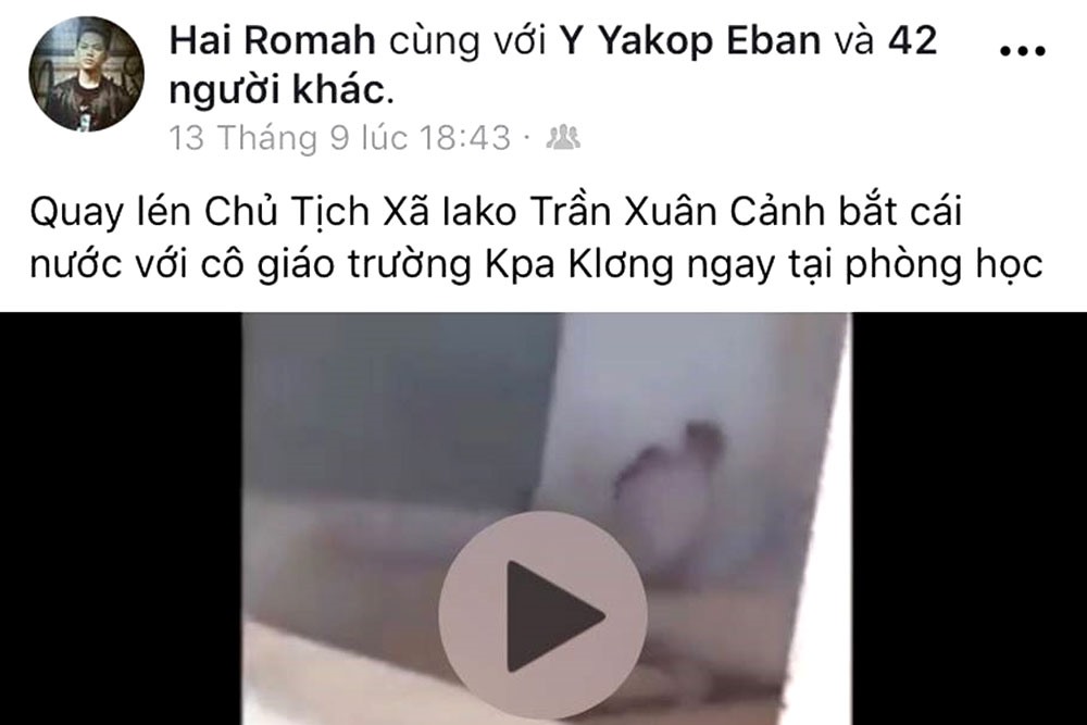 Clip đăng tải gán hành vi cho vị "Chủ tịch xã Ia Ko. Ảnh chụp màn hình.