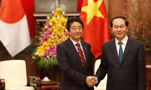 Thủ tướng Shinzo Abe tiếp Chủ tịch Nước Trần Đại Quang trong chuyến thăm cấp Nhà nước tới Nhật Bản tháng 5.2018. Ảnh: Reuters
