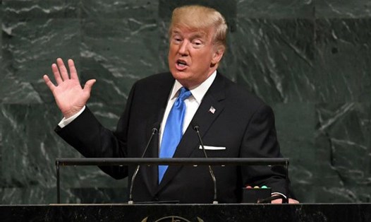 Tổng thống Mỹ Donald Trump trong lần phát biểu tại Liên Hợp Quốc năm 2017. Ảnh: Getty