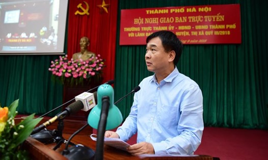 Ông Lê Văn Dục, Giám đốc Sở Xây dựng Hà Nội phát biểu tại hội nghị. Ảnh: Phạm Hùng