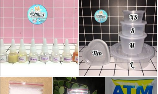 Nguyên liệu chế tạo slime được rao bán trên mạng xã hội