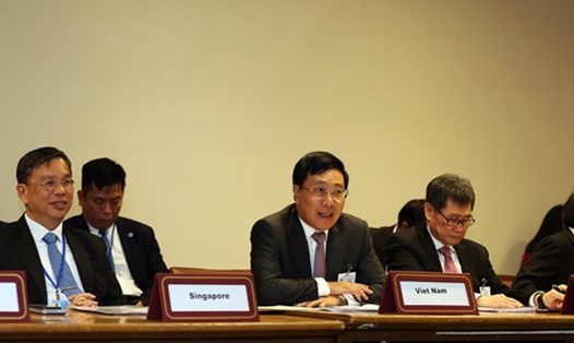 Phó Thủ tướng Phạm Bình Minh phát biểu tại hội nghị ASEAN-GCC. Ảnh: VGP. 
