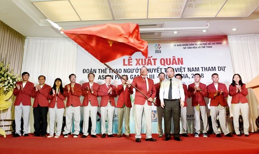 Đoàn Thể thao người khuyết tật Việt Nam làm lễ xuất quân trước thềm Asian Para Games 2018. 