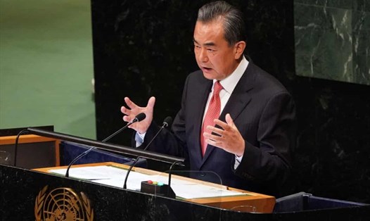 Ngoại trưởng Trung Quốc Vương Nghị phát biểu tại Đại hội đồng Liên Hợp Quốc ngày 28.9. Ảnh: AFP/Getty Images