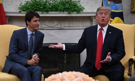 Tổng thống Mỹ Donald Trump và Thủ tướng Canada Justin Trudeau. Ảnh: Daily Wire