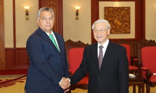 Tổng Bí thư Nguyễn Phú Trọng tiếp Thủ tướng Hungary Viktor Orban thăm chính thức Việt Nam tháng 9.2017. Ảnh: TTXVN