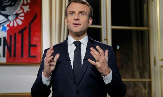 Tổng thống Pháp Emmanuel Macron phát biểu thông điệp Năm mới. Ảnh: AFP