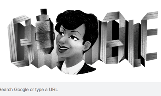 Hình ảnh của nữ ca sĩ Evelyn Dove xuất hiện trên Google Doodle hôm nay.