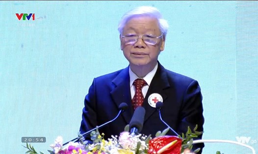 Tổng Bí thư, Chủ tịch Nước Nguyễn Phú Trọng phát biểu tại chương trình. Ảnh VTV