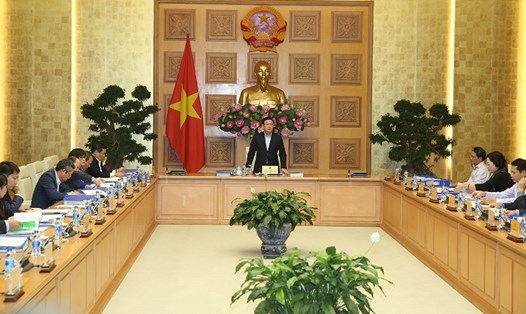 Phó Thủ tướng Vương Đình Huệ phát biểu tại buổi làm việc. Ảnh: T.Chung.