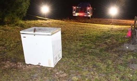 Chiếc tủ lạnh nơi 3 trẻ em bị mắc kẹt. Ảnh: Suwannee County Sheriff's Office