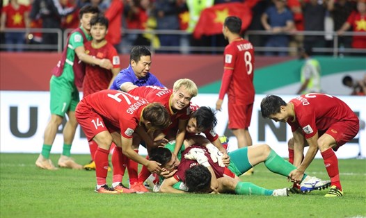 ĐT Việt Nam đã đánh bại ĐTJordan sau loạt sút luân lưu để giành vé vào vòng tứ kết Asian Cup 2019. Ảnh: Hữu Phạm