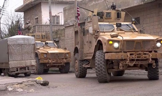 Thiết giáp của các lực lượng Mỹ tại Syria. Ảnh: AFP.