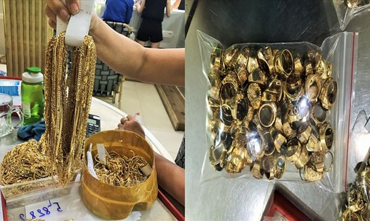 Tổng số vàng mà đối tượng Tuấn đánh cắp là hơn 430 lượng vàng tây. Ảnh: Công an cung cấp