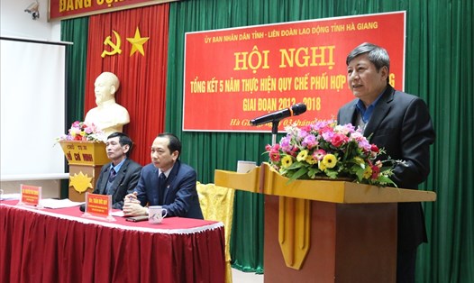 Đồng chí Trần Thanh Hải, Phó Chủ tịch Thường trực Tổng LĐLĐVN phát biểu tại Hội nghị. 