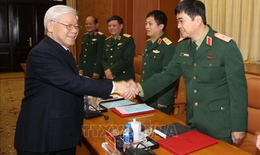 Tổng Bí thư, Chủ tịch Nước Nguyễn Phú Trọng chủ trì Hội nghị Quân ủy Trung ương. Ảnh: TTXVN