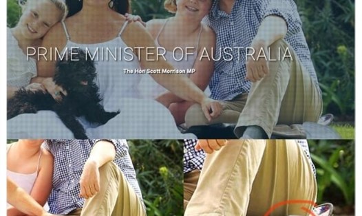 Bức ảnh bị chỉnh sửa khiến Thủ tướng Scott Morrison có tới 2 chân trái. Ảnh: The Guardian.