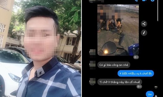 Hình ảnh Sang (trái) và ảnh hung thủ được nam sinh viên- tài xế xe Grab chụp bằng camera điện thoại trong tin nhắn cuối cùng.
