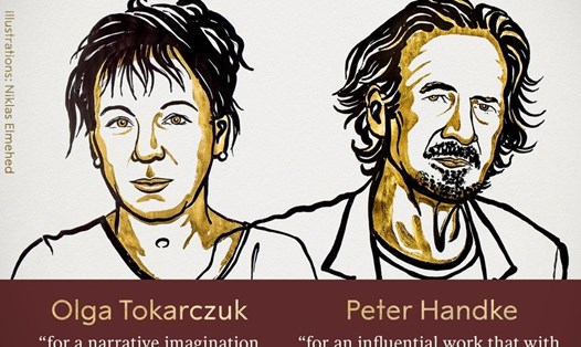 Nhà văn Ba Lan, Áo thắng giải Nobel Văn học 2018 và 2019. Ảnh: Nobel Prize.