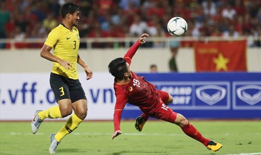 Quang Hải ghi bàn thắng duy nhất trong trận Việt Nam - Malaysia. Ảnh Hải Nguyễn