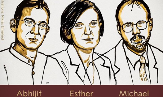 Ba nhà khoa học giành giải Nobel Kinh tế 2019. Ảnh: Nobel Prize.