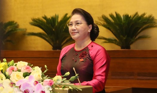 Chủ tịch Quốc hội Nguyễn Thị Kim Ngân phát biểu khai mạc kỳ họp. Ảnh VGP