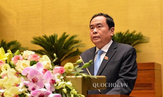 Chủ tịch Ủy ban Trung ương Mặt trận Tổ quốc Việt Nam Trần Thanh Mẫn trình bày báo cáo tổng hợp ý kiến cử tri cả nước.