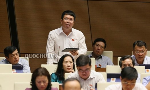 Đại biểu Nguyễn Văn Hiển, Đoàn ĐBQH tỉnh Lâm Đồng, phát biểu tại phiên thảo luận.