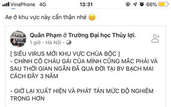 Mạng xã hội chia sẻ chóng mặt về virus gây viêm cơ tim. Ảnh chụp màn hình.