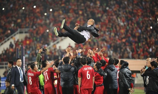 Huấn luyện viên Park Hang-seo trong ngày Việt Nam vô địch AFF Cup 2018. Ảnh: Sơn Tùng